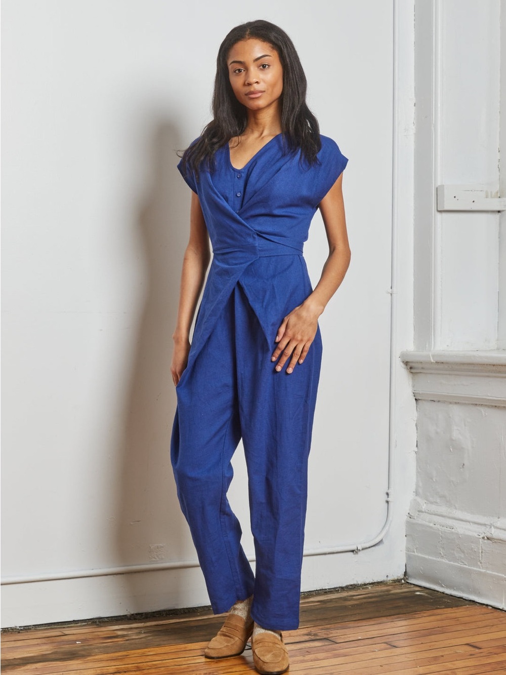 Women's Cobalt Wrap-Front Jumpsuit